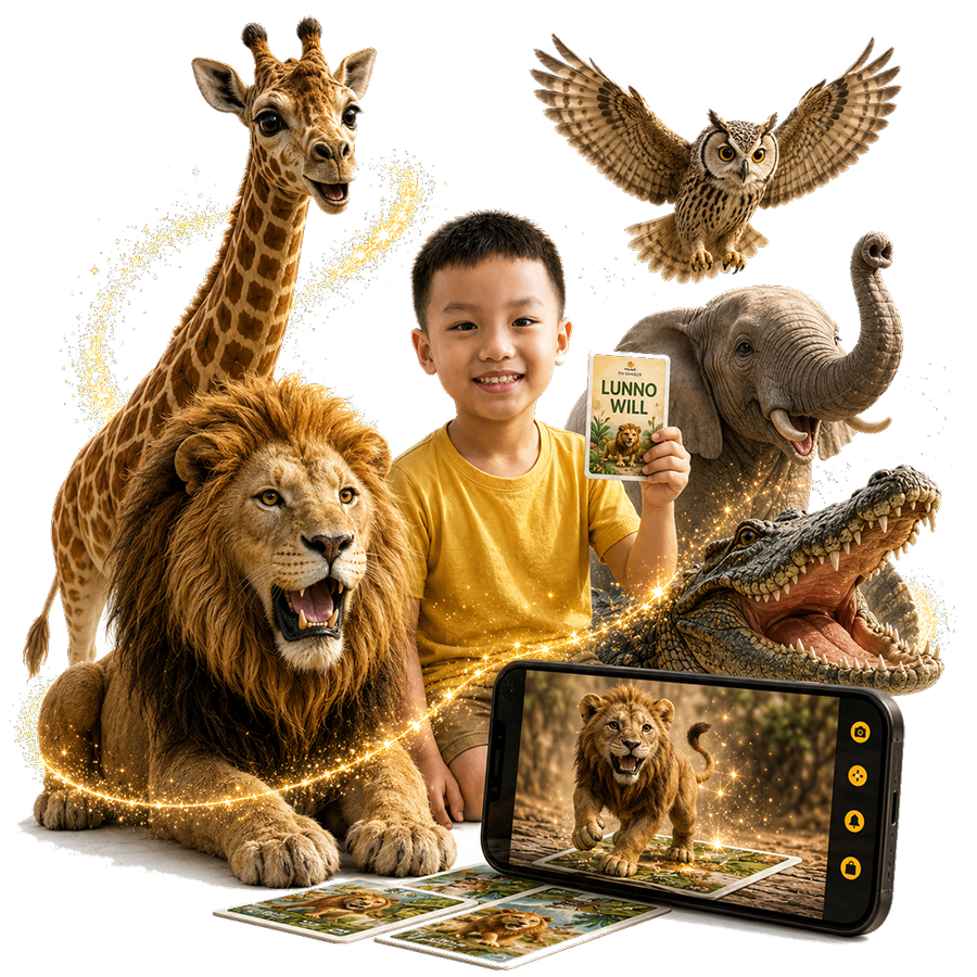 Trẻ em khám phá động vật hoang dã với thẻ và AR Lumio Wild